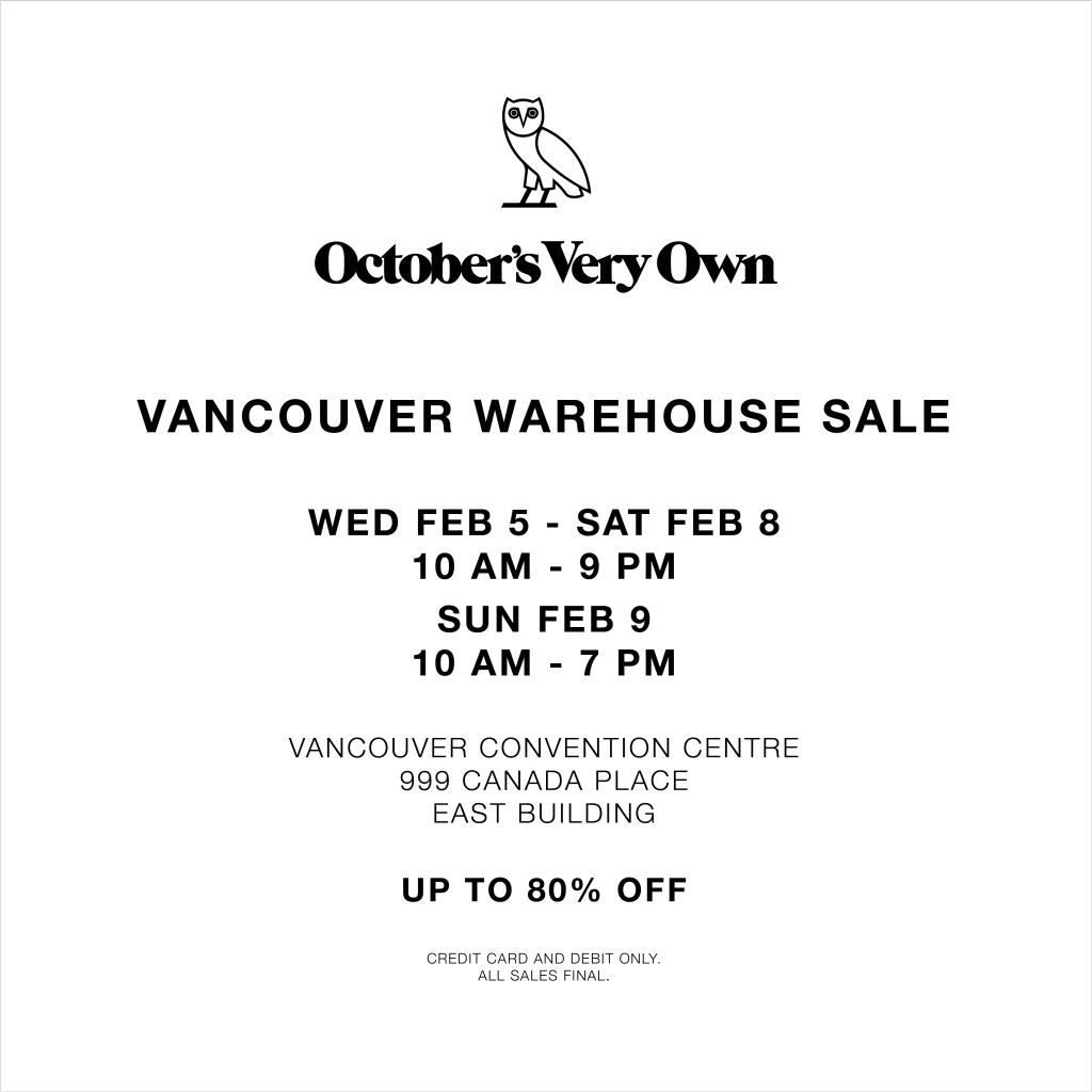 OVO Vancouver Warehouse Sale 2020 Powered By StyleDemocracy