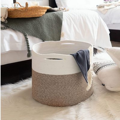 INDRESSME Large Cotton Rope Storage Basket