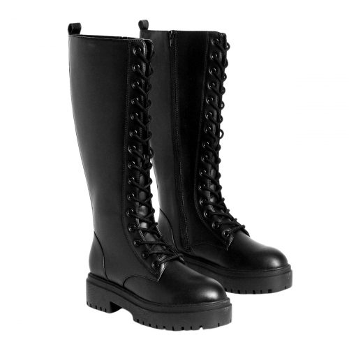 Knee-High Lace-Up Combat Boots