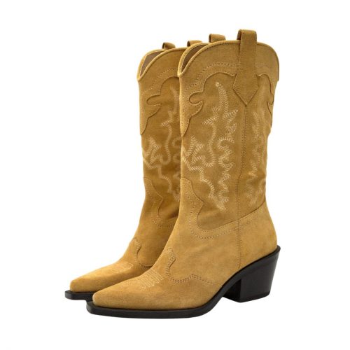 Zara Suede Cowboy Ankle Boots