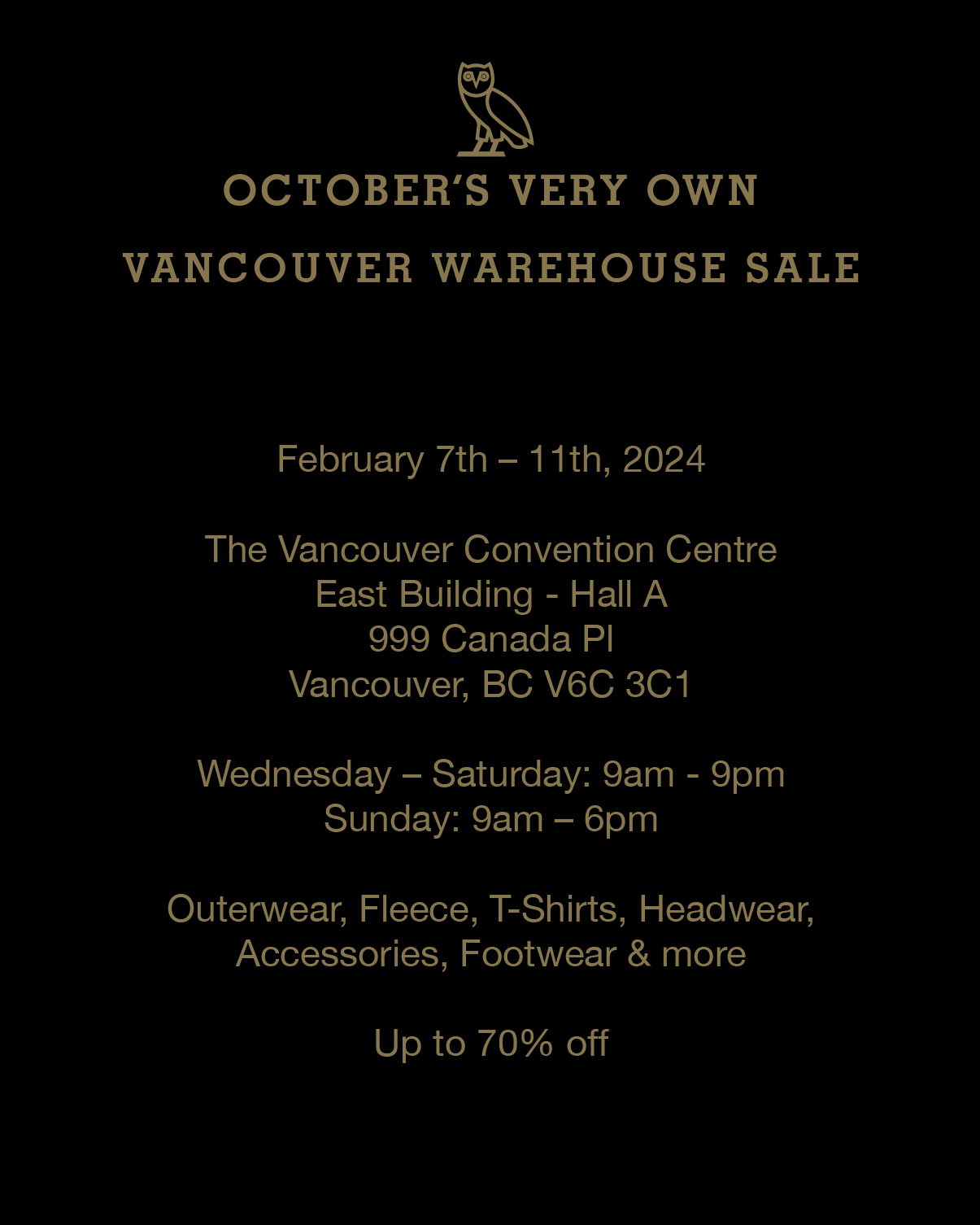 October's Very Own Vancouver Warehouse Sale 2024