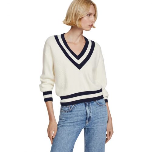 Mango Contrasting V-Neck Sweater